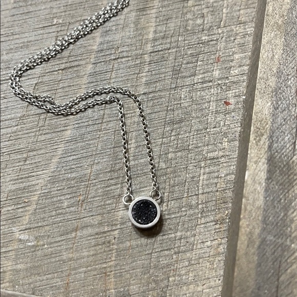 Summit Stainless Jet Drusy Nexklace - Picture 3 of 4